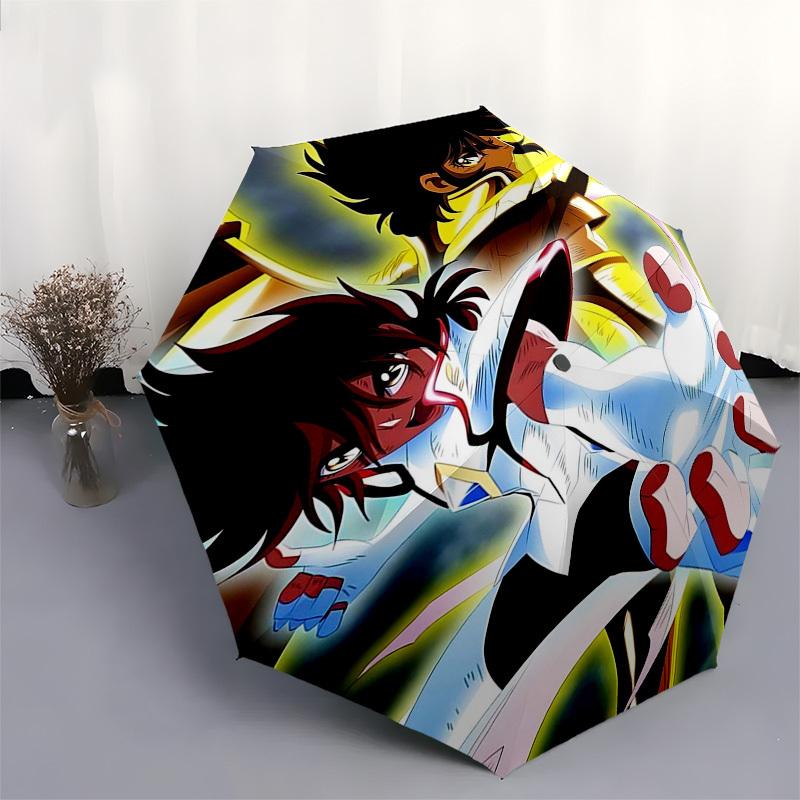 1pc Saint Seiya: Phoenix Ikki Automatic Opening Folding Umbrella, 8 Bone Iron Frame, Portable Design for Outdoor Use, Ideal Gift for Fans, Travelers,