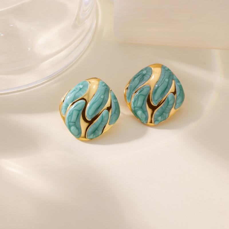 New retro temperament stud earrings love dripping oil high-end niche stainless steel earrings earrings women