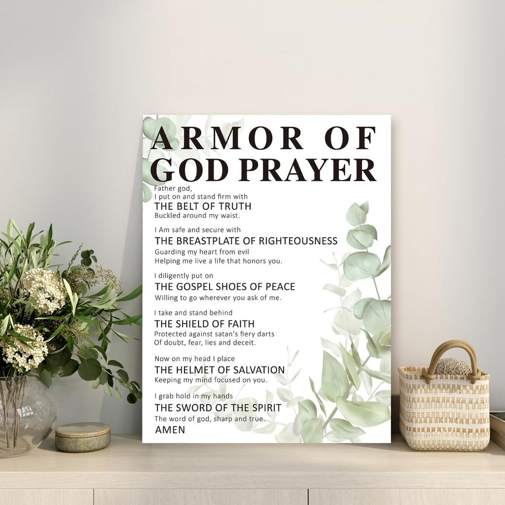 Armor of God Wall Art,Armor of God Prayer Wall Decor Canvas Print Painting Artwork for Christian Home Office Wall Decor