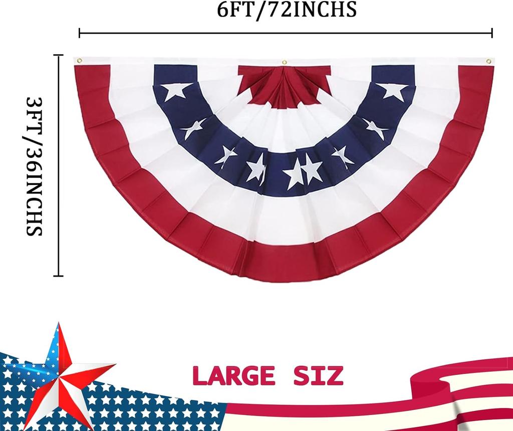 Steag american plisat în formă de evantai 3 x 6 Ft, Steag patriotic SUA în formă de evantai, Steaguri de decorațiuni MAGA
