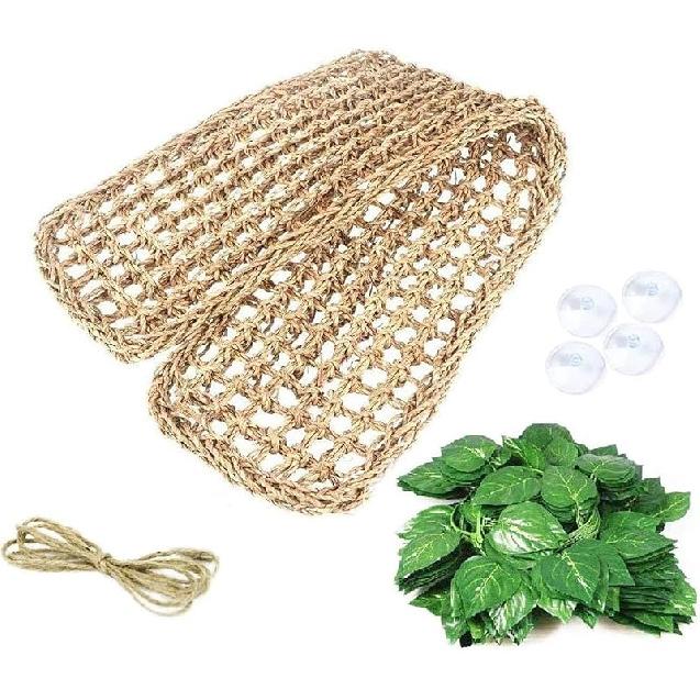 kathson Bearded Dragon Hammock, Natural Seagrass Reptile Hammock, Reptile Lounger Bearded Dragon Tank Accessories for Chameleons, Lizards, Geckos,