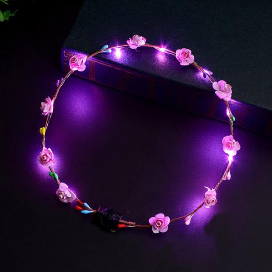 1/2 ks Barevná LED Růžová Květinová Korunka Nastavitelná Svatba Nevěsta Květinový Věnec do Vlasů Čelenka Garland Pokrývka hlavy Vlasové Doplňky Párty Foto Rekvizity
