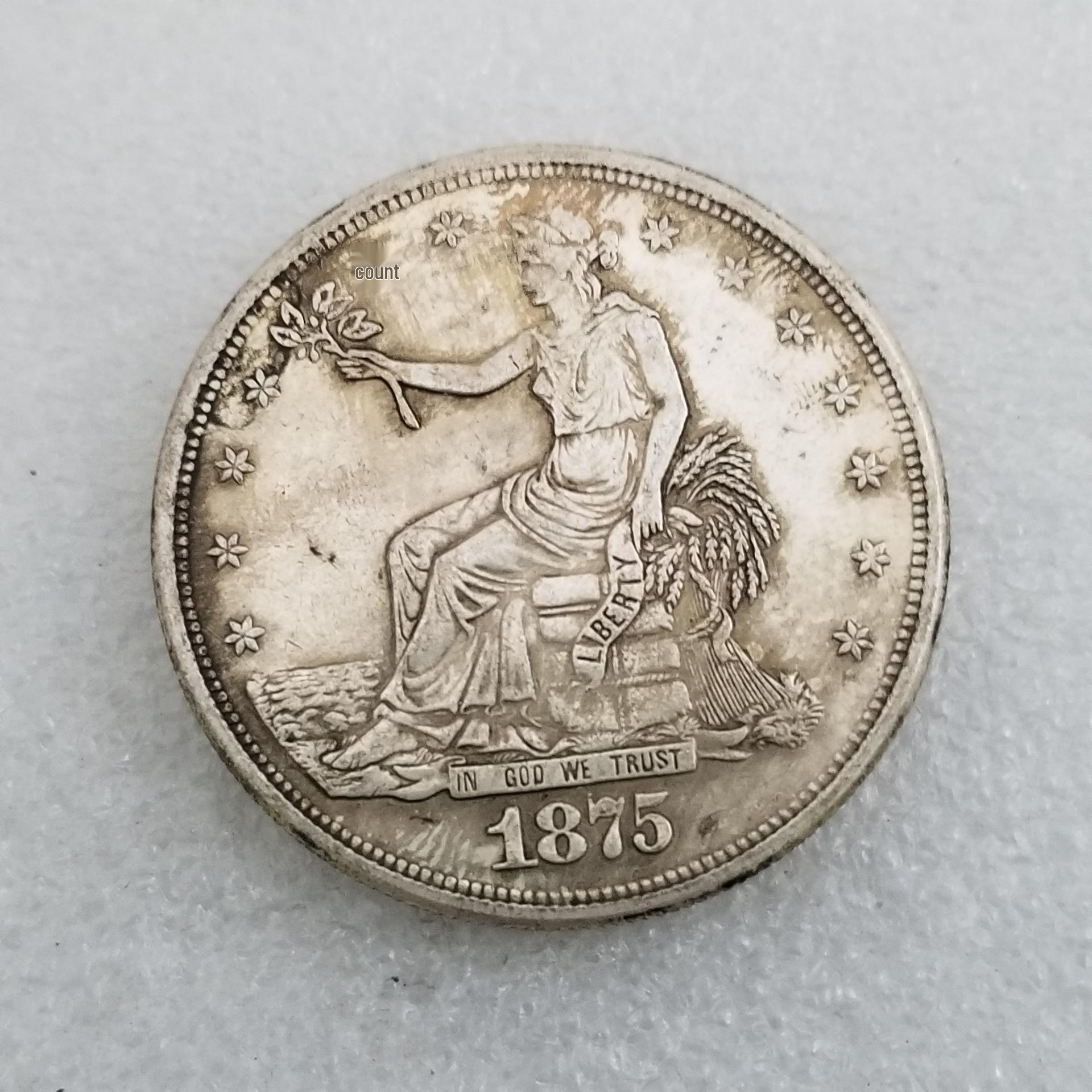 Antique 1875 American Brass S Edition Silver-Plated Dollar Round Collection 4406893