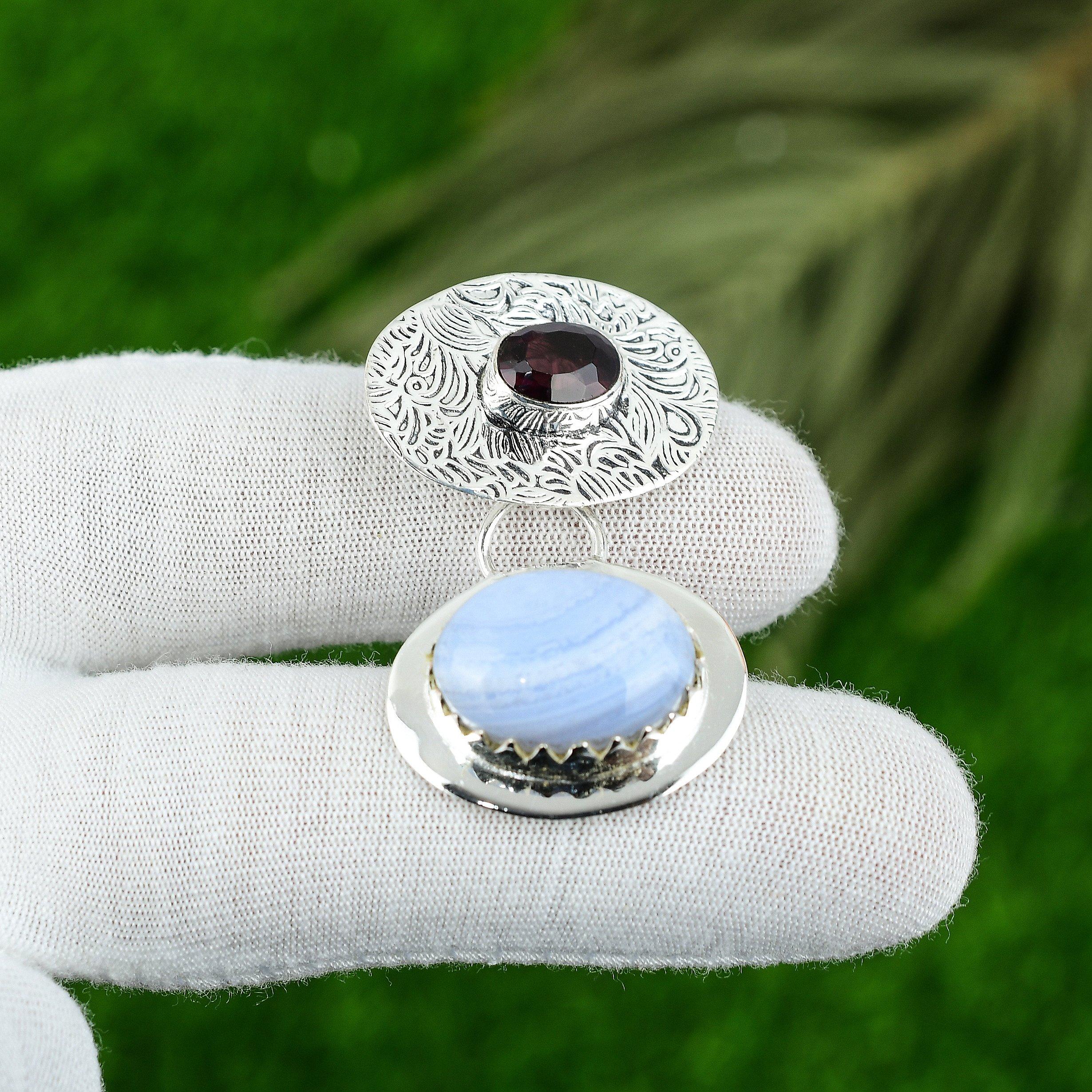 Натуральный агат «голубое кружево» кулон из драгоценного камня серебро 925 пробы индийские украшения