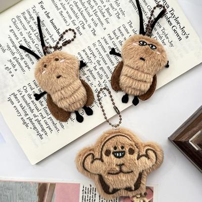 Keychain Pendant Soft Fluffy Muscular Cockroach Charm Key Chain Multi-Functional Key Holder Stress Relief Decompression Toy Keys Bags Car Decoration