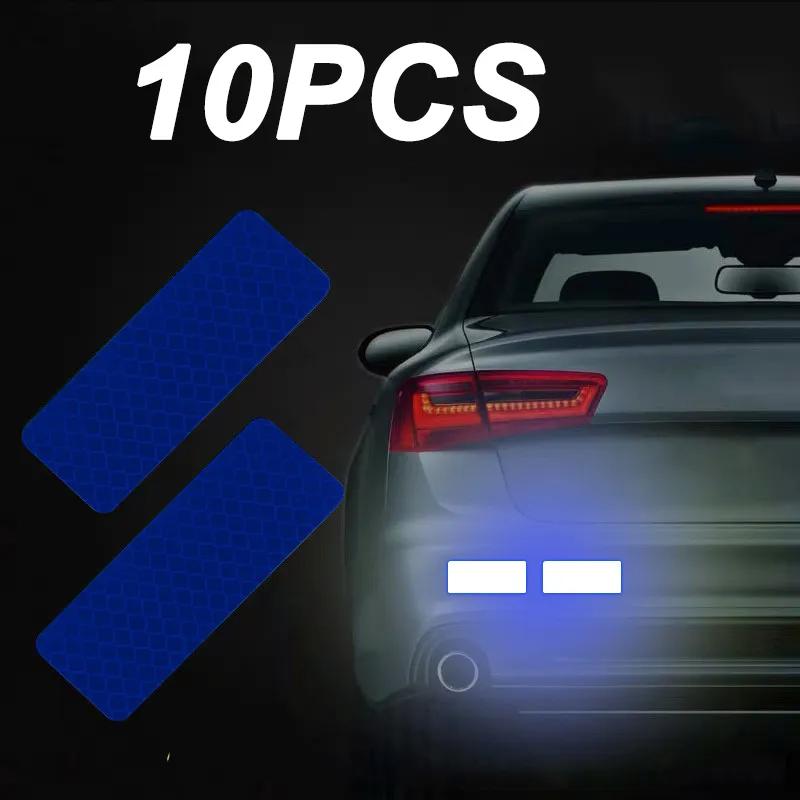 10*Car Door Stickers Motorcycle Bike Sticker Bumper Reflective Stickers Warning Reflector Stickers Auto Exterior Car Accessories