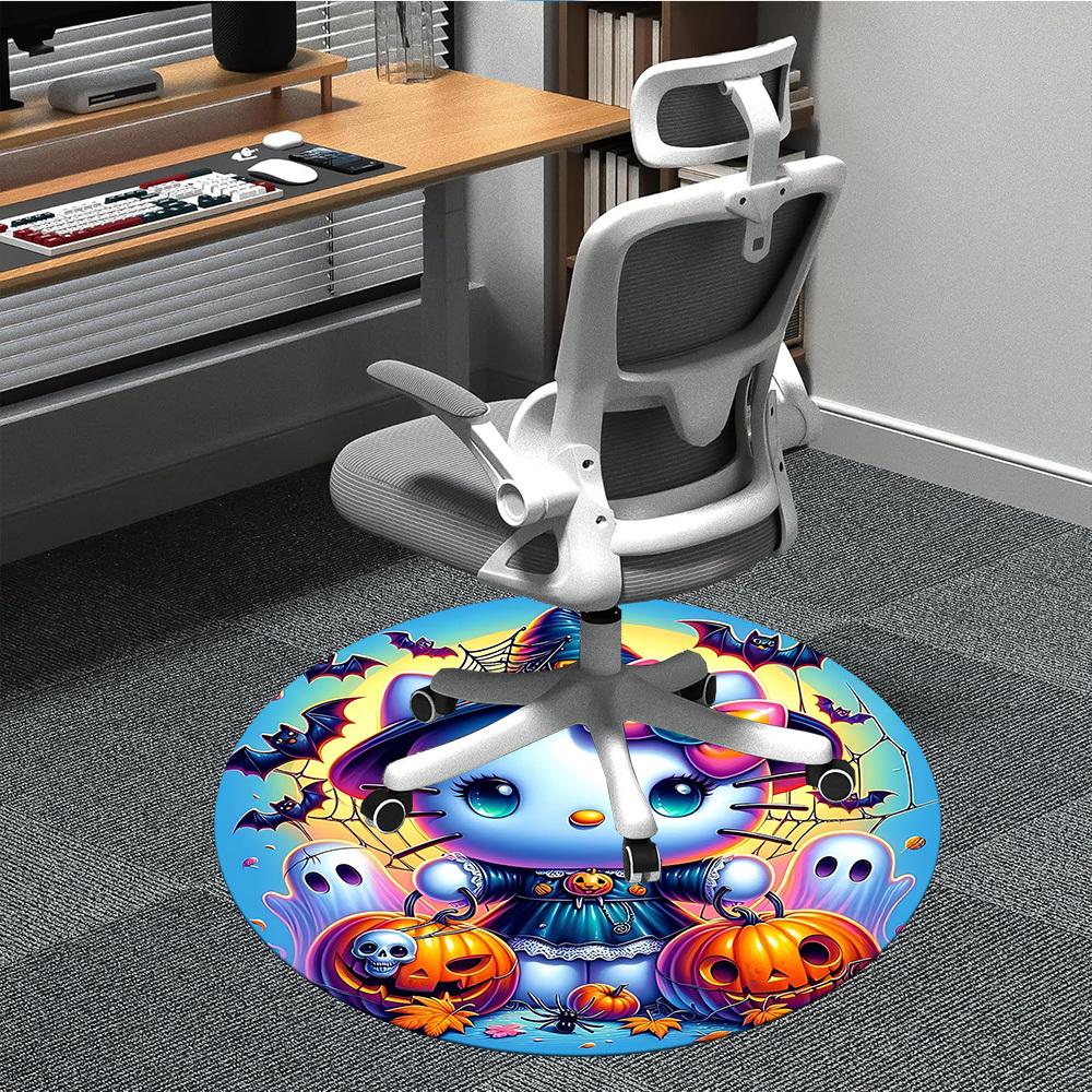 

1pc Halloween Hello Kitty Chair Carpet for Office Non-Slip, Soft & Comfortable, Carpet for Office, Gaming, Lightweight Round Floor Mat yy251021025 80cm by 80cm