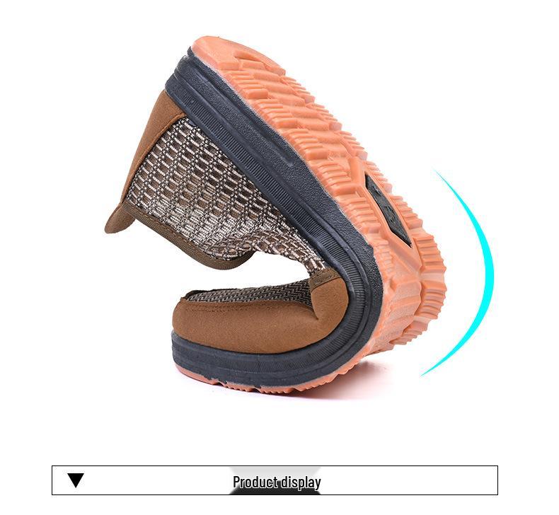 Herren Sommer Atmungsaktive Mesh Slipper mit Weicher Rutschfester Sohle für Mittelalte und Ältere