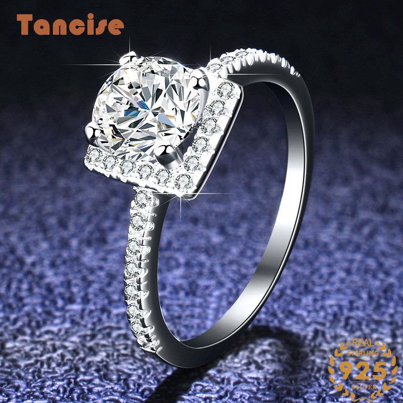 Tancise Classic Moissanite Anello in argento Gioielli da donna Promessa di nozze Regalo per feste_voghion.com