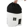 Drawstring Children Toys Storage Bag Massive Capacity House Appearance Black