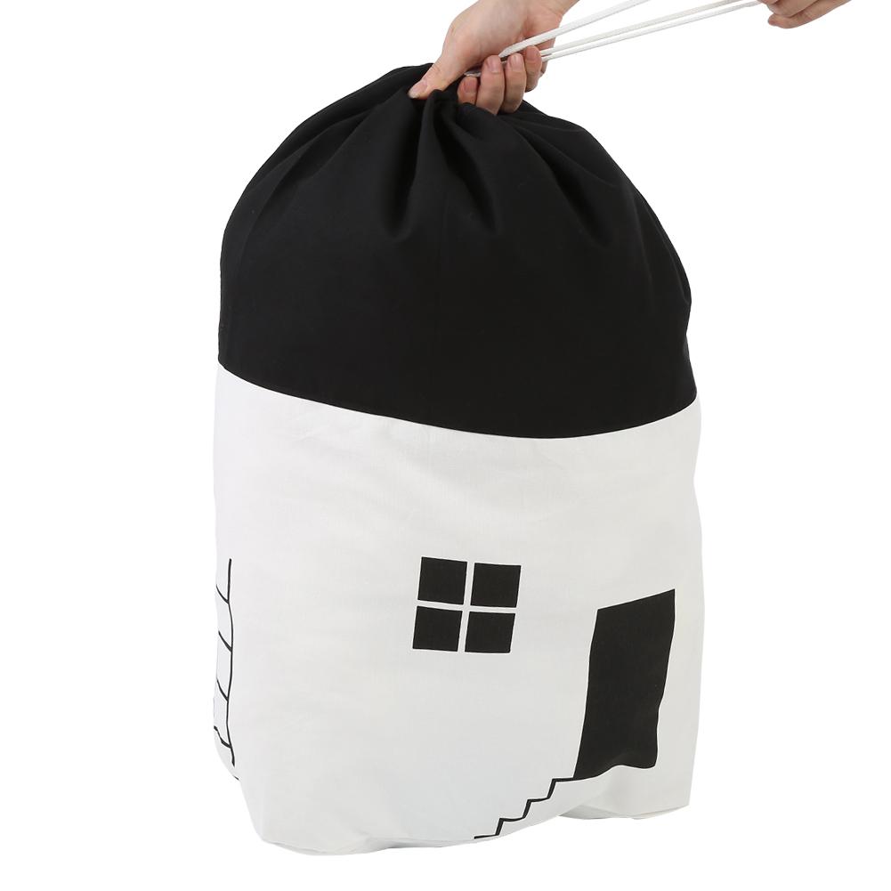 Drawstring Children Toys Storage Bag Massive Capacity House Appearance Black