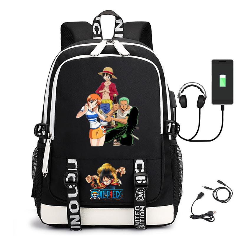 Hot-selling ONE PIECE Luffy backpack usb charging large capacity bag