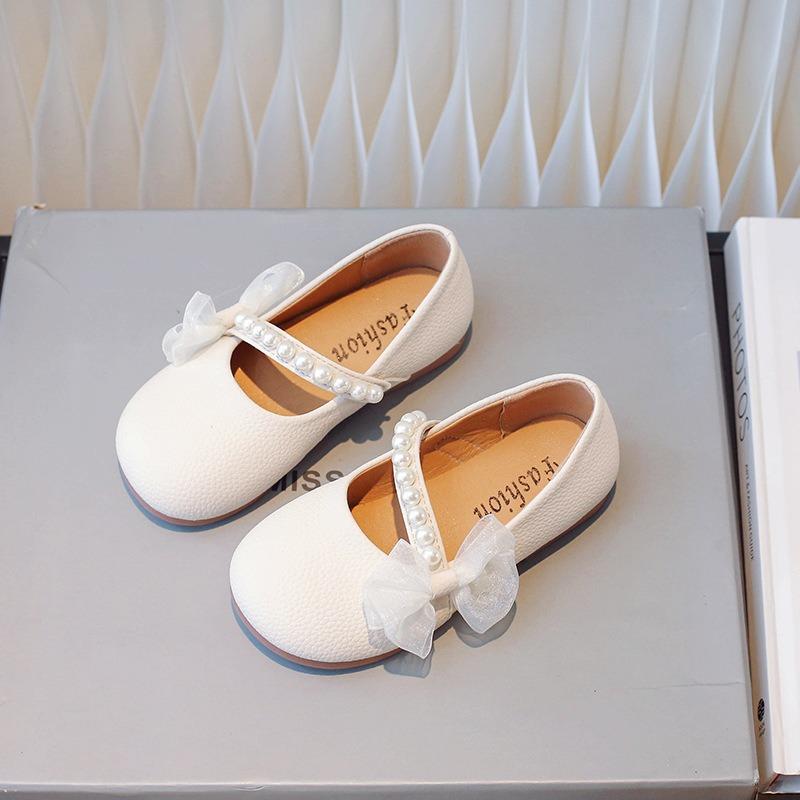 Kids Girls Soft Sole Pearl Princess Leather Shoes Fashion Casual Dance Shoes