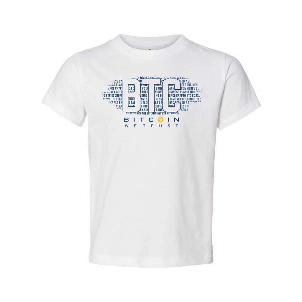 Bitcoin Logo Graphic Unisex T Shirt Featuring Large Blue BTC Typography And We T