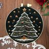 Christmas Tree Stamped Cross Stitch Embroidery Kits with Hoop Cloth Color Thread