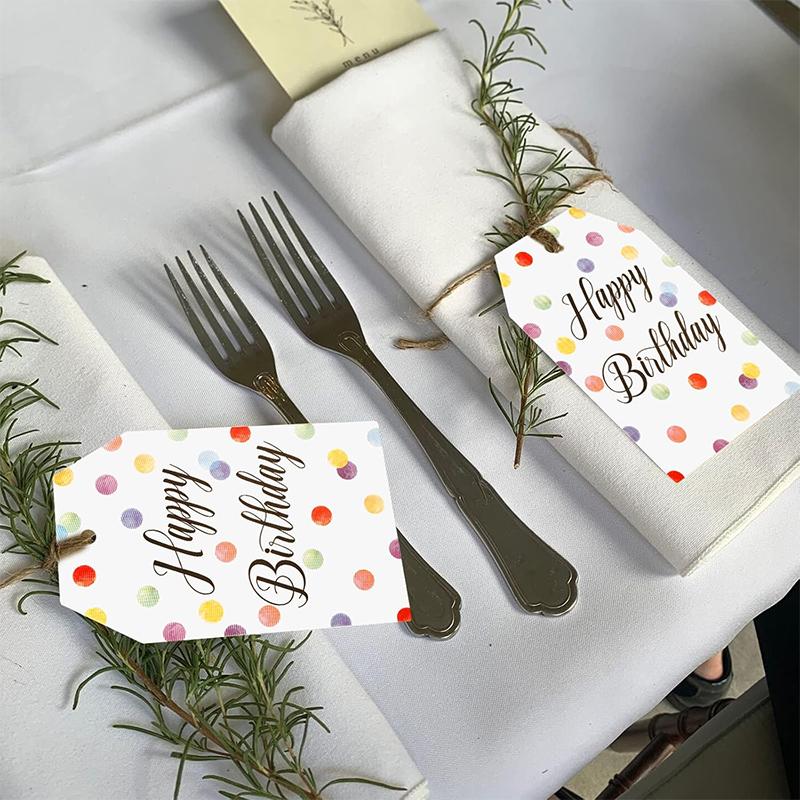 50pcs/100pcs Happy Birthday Gift Tags, Colorful Birthday Tags with String, Birthday Hangtags for Party Favor Gifts Wrapping