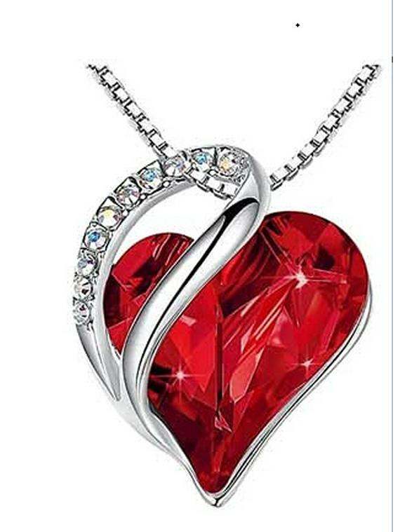 Heart-Shaped Geometric Birthstone Necklace for Women – European and American Style