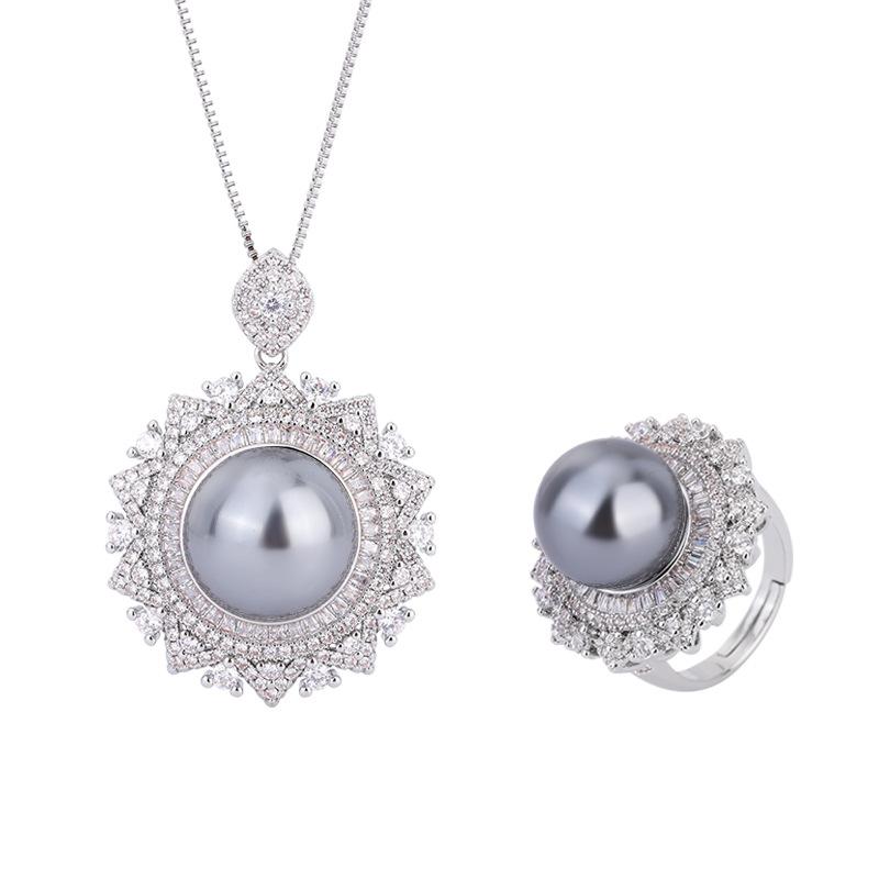 Jewelry Inlaid Gray Beads Handmade Diamond Inlaid Round Luxury Set 16Mm124Mm