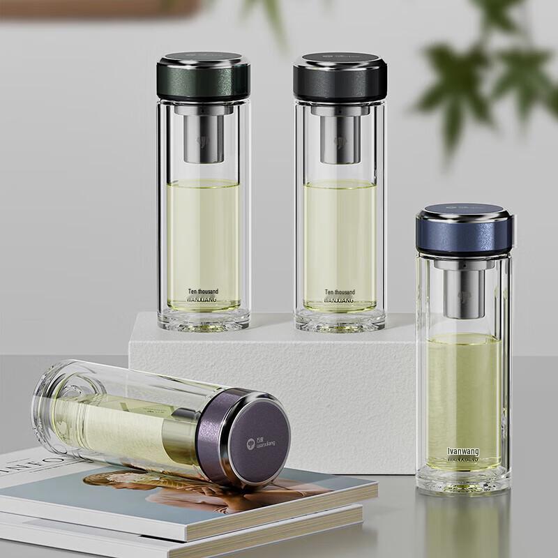 WANXIANG V276R Double-Layer Glass Tea Infuser Travel Mug