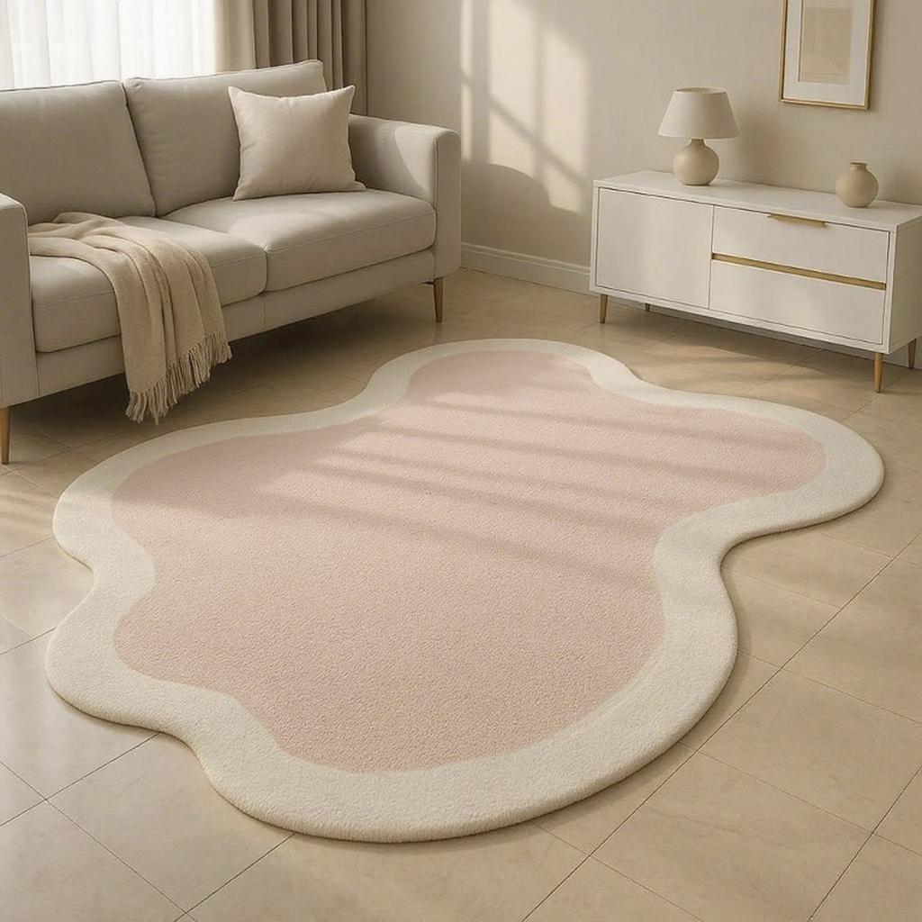 Nordic Irregular Plush Carpet Thick Soft Fluffy Area Rug for Bedroom Living Room Washable Floor Mat