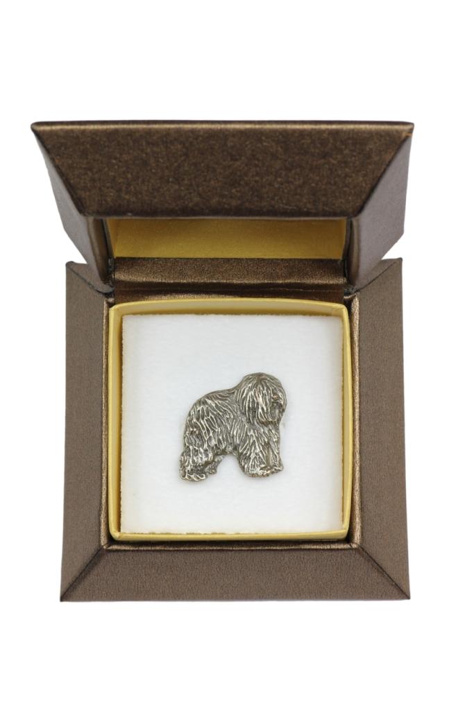 Polish Lowland Sheepdog, PON, Valee Sheepdog - Dog brooch in a gift box, elegant pin, lapel pin for Art-Dog brand jacket