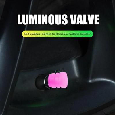 4-Piece Fluorescent Glowing Valve Caps - Universal Stem Protectors for Cars, Motorcycles & Bicycles