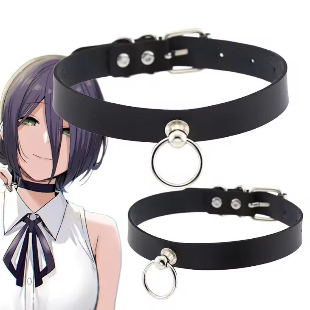 Anime Chainsaw Man Reze Cosplay Collare in Pelle Punk Anello a Tirante Catena Unisex Accessori per Feste Choker Collana in PU