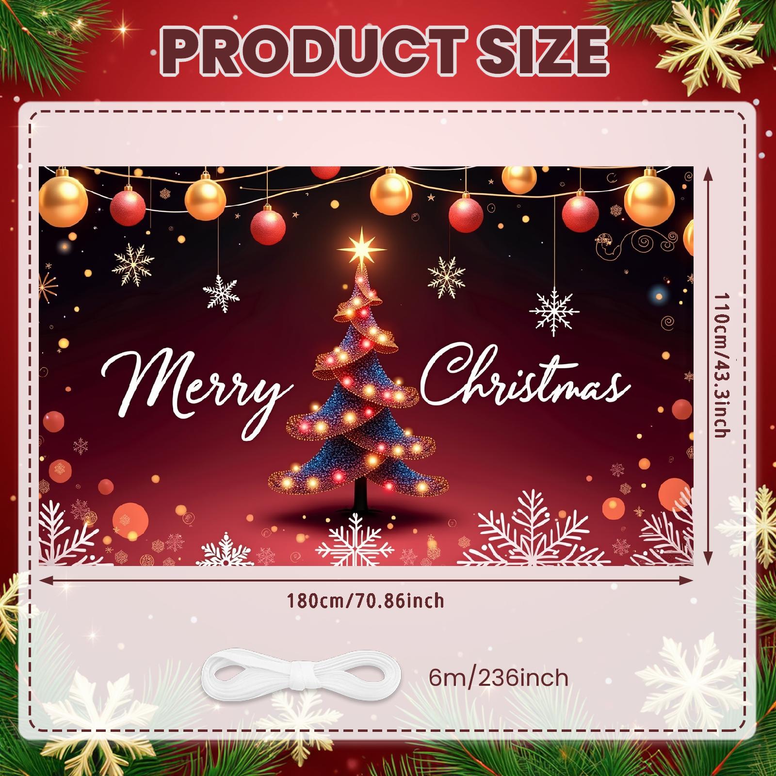 Christmas Decoration Holiday Theme Christmas Backdrop New Year Banner Light String Holiday Banner For Holiday Celebration Event