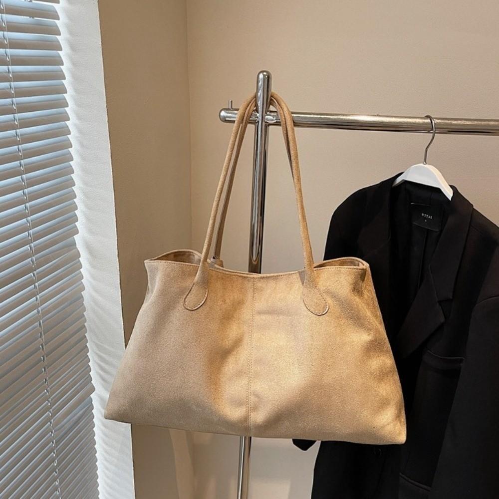 Elegant Shoulder Pouch Suede Shoulder Bag Korean Style Storage Suede Handbag All-match Suede Bucket Bag Underarm Tote Bag Office