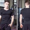 IELGY quick-drying running Men training sports short-sleeved V-neck tight-fitting high-stretch T-shirt