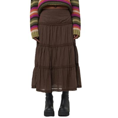 Women Long Skirt, Vintage Elegant Solid Pleated Fall Swing Skirt for Casual Daily