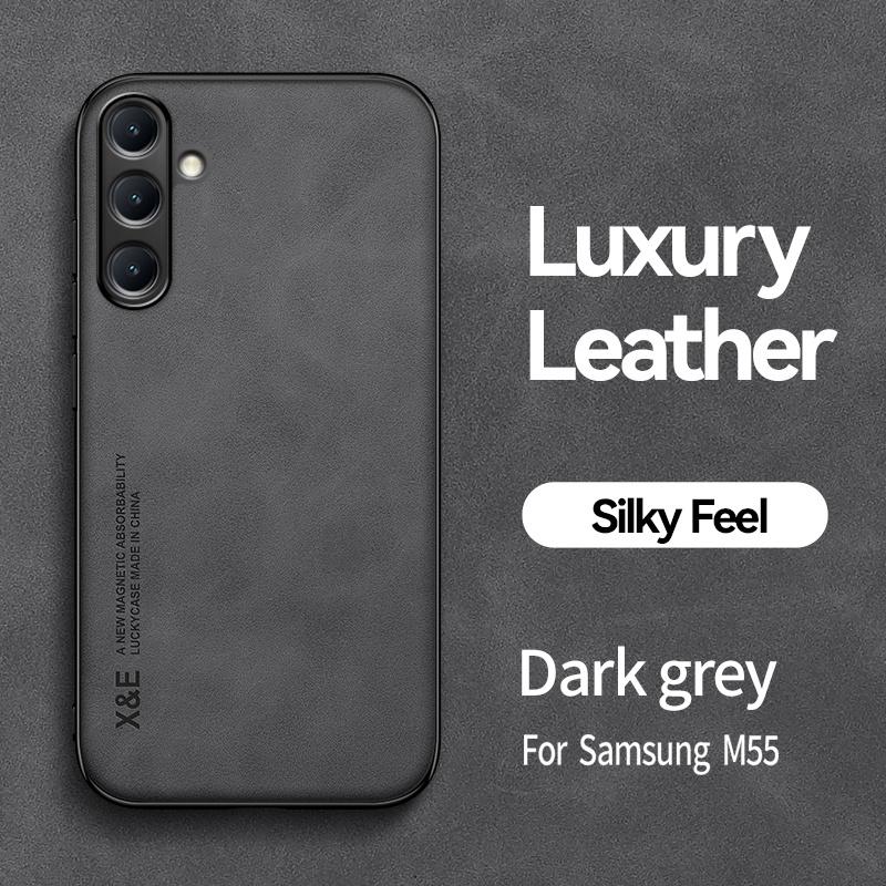 For Samsung M55 5G Case M556B 6.7" Car Holder Magnetic Leather Texture Phone Cases for Samsung Galaxy M15 5G M156B 6.5" Cover