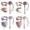 New Pet Products Threepiece Set Combination Bow Triangle Towel Tow Rope Set