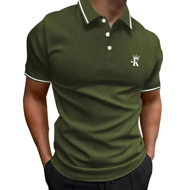 

Новая мужская футболка, классическая рубашка поло с коротким рукавом, летняя повседневная футболка с воротником на пуговицах, размер S-3XL, повседневная рубашка поло 3XL зелёный