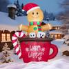 JOYFY 6 FT Tall Christmas Inflatable Gingerbread Man In Hot Cocoa Mug with Build-in LEDs for Xmas Party Outdoor Garden Decor