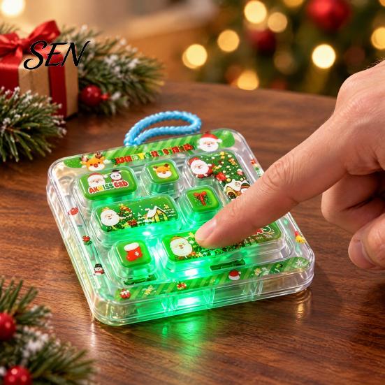 Adult Stress Relief Gift Christmas 7-Key Fidget Keyboard Keychain, Light Up Mini Game Toy, Portable Compact Accessory Stocking Stuffer Party