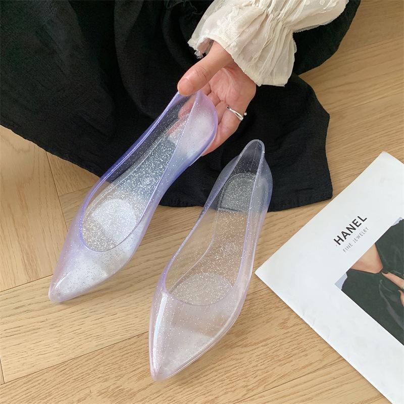 Yuzhihao Summer Women's Pointed Toe Closed Flat Sandals - Fashionable, Solid Color, Low Cut Design