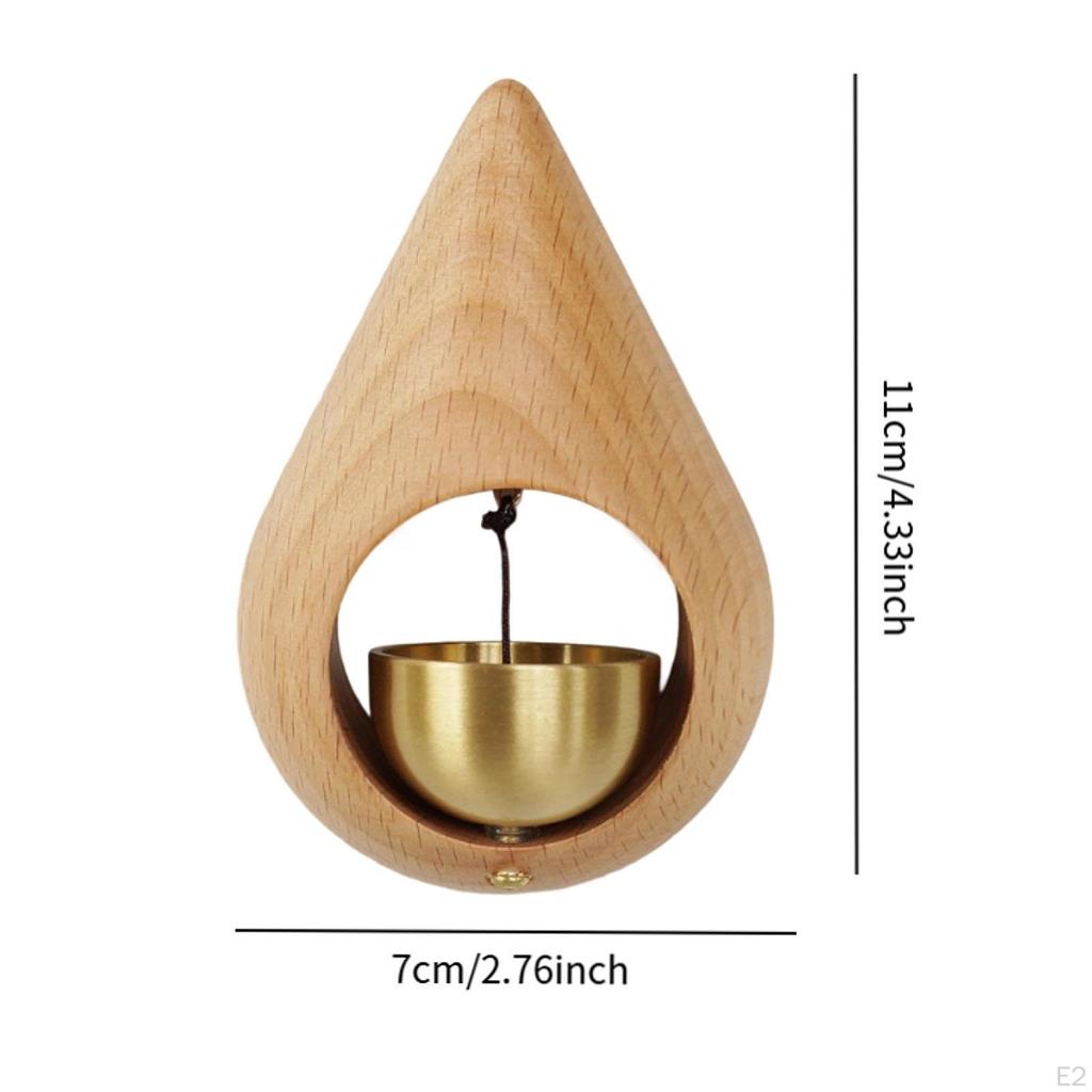 Shopkeepers Door Bell Chime Ornament Decor with Brass Bell, Wood Doorbell for Porch Store