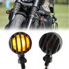 DREAMIZER Universal Motorcycle Turn Signals Light Bullet Black Driving Indicator Lights Brake Lamp for Motor Bikes and ATV - Amber Light
