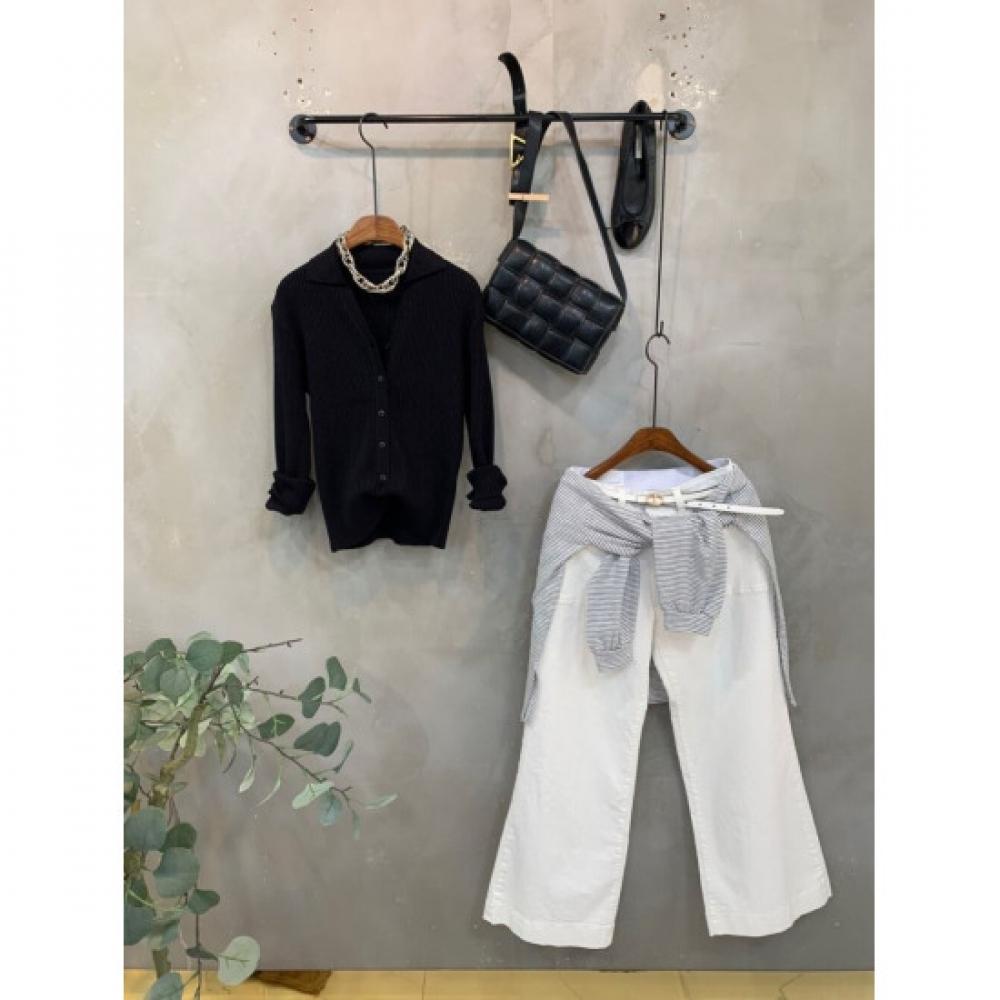 C S In The Room Ribbed waiSt Tie Collar V neCk Long SleeVe Knit Cardigan 5Color