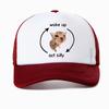 Funny Wake Up Act Silly Cat Print Graphic Baseball Cap Hip Hop Summer Mesh Breathable Trucker Hat Casual Fashion