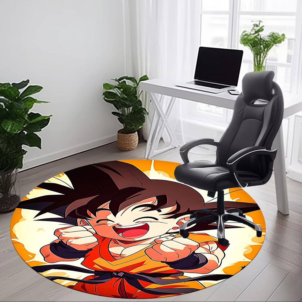 1pc Dragon Ball Goku Power Office Round Area Rug, Under Office Chairs Bedroom Living Room Home Decor, Available in Various Sizes