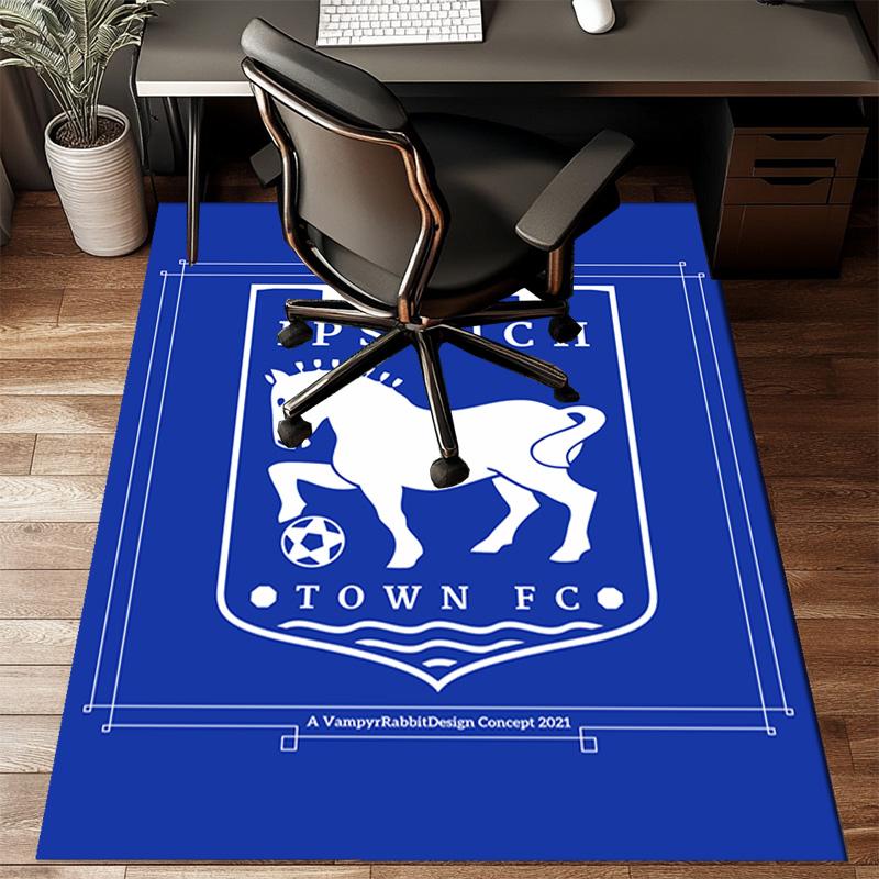 Town Football Club Crest Printed Office Carpet Chair Cushion Entryway Rug, Rugs for Living Room, Bedroom Christmas gifts