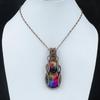 Rainbow Solar Quartz Druzy Pendant Copper Wire Wrapped Pendant Gemstone Copper Jewelry Handmade Pendant Gift For Mother Wire Wrapped Jewelry