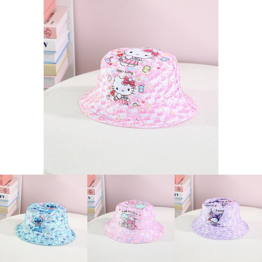 Stitch Kuromi Cartoon Print Fisherman Hat With Uv Protection For Outdoor Sun Shade