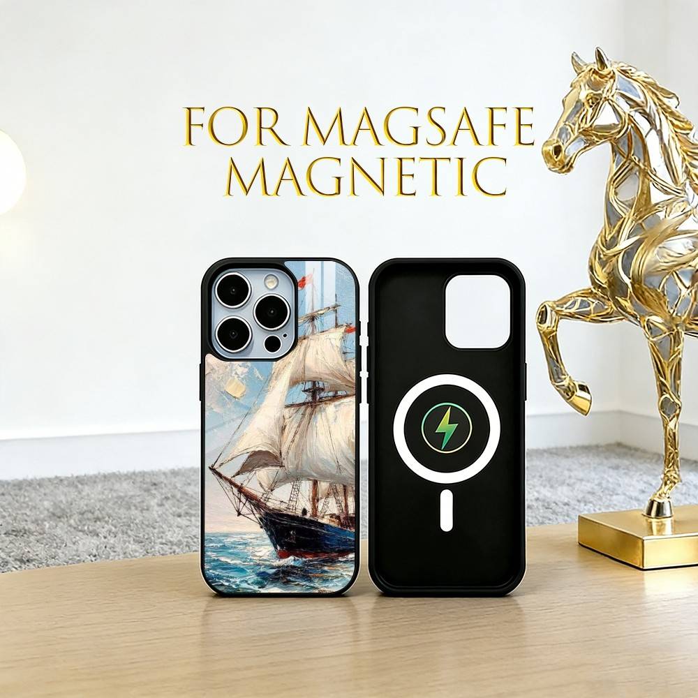 Oil painting sailboat Phone Case For iPhone17,16,15,14,13,12,11 Plus,Pro Magnetic For Magsafe Wireless Charging