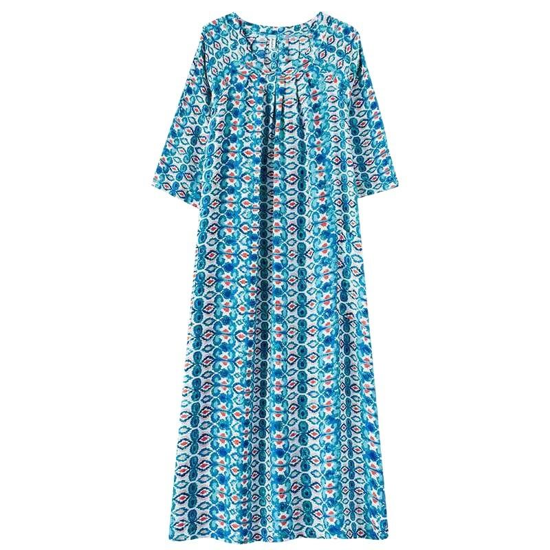 Literary Large Size Printing Women Loose Ethnic Style Dresses