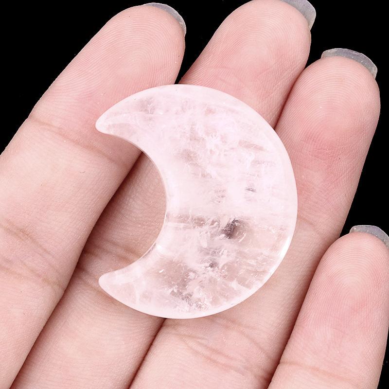 1pc Moon Shaped Worry Stones Natural Carved Gemstones Chakra Balancing Reiki Healing Crystals Home Decor Gifts