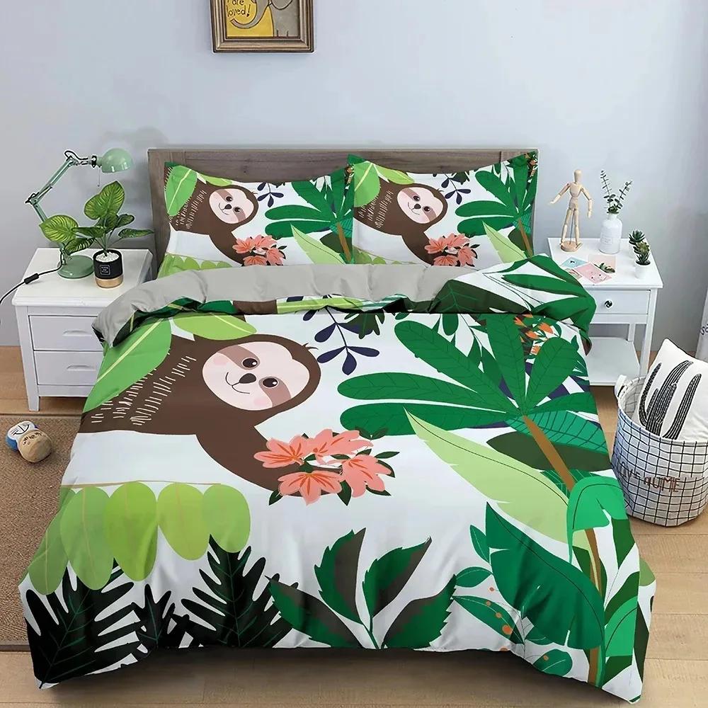 Tree Sloth Bedding Set Boys Girls Twin Queen Size Duvet Cover Pillowcase Bed Kids Adult Fashionhome Textile
