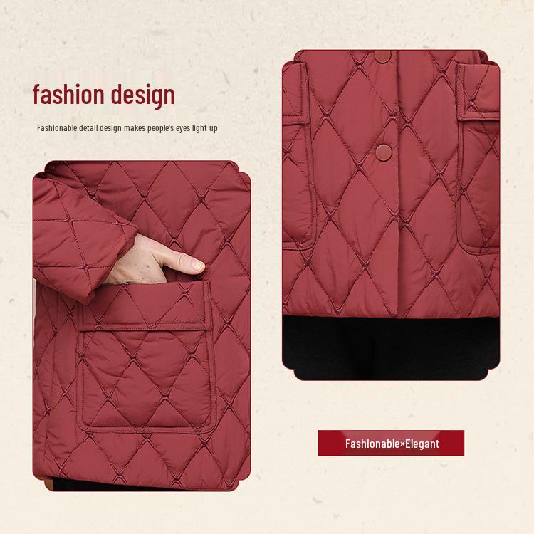 Mom's Winter Wardrobe: Lightweight Cotton-Padded Jacket for Mid-Aged and Elderly Women